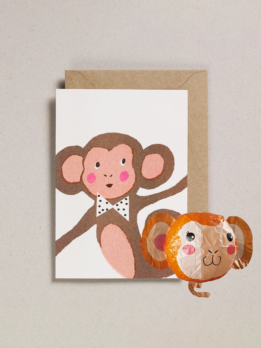 Monkey Japanese Paper Balloon Card