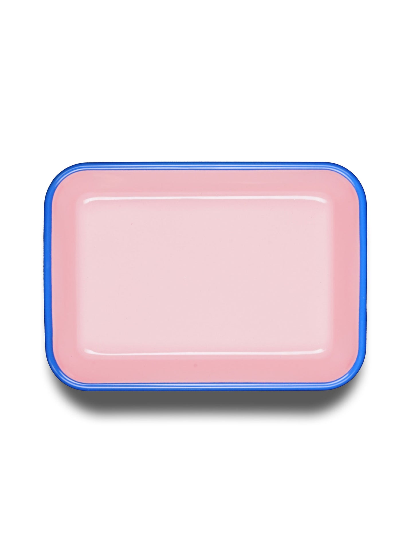 Pink & Blue Rim Medium Enamel Baking Dish