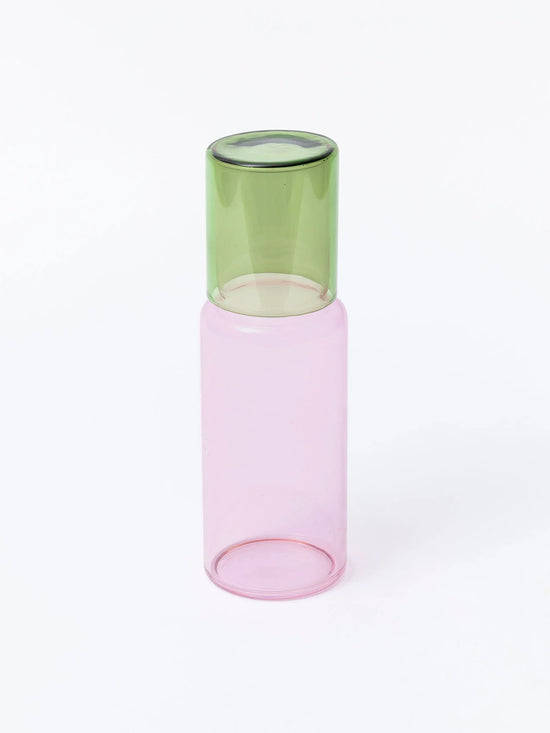 Pink & Green Glass Carafe