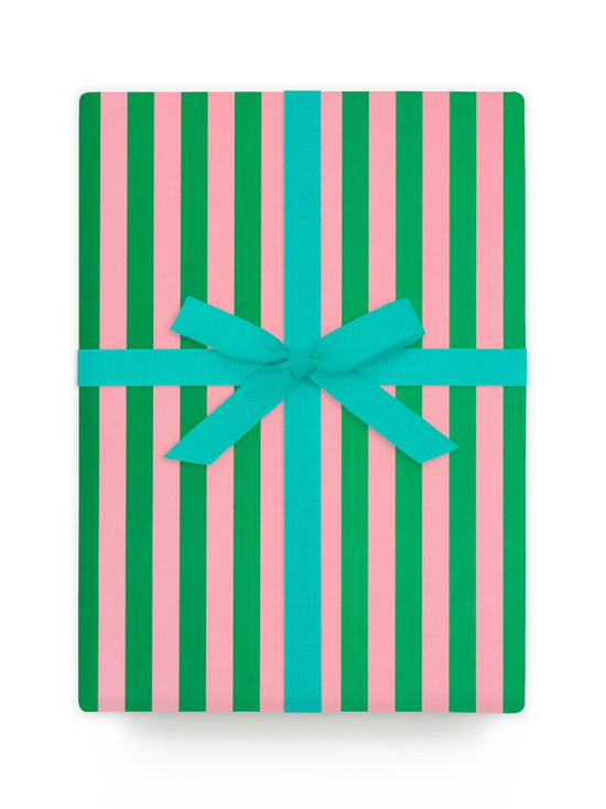 Pink & Green Stripes Wrapping Paper