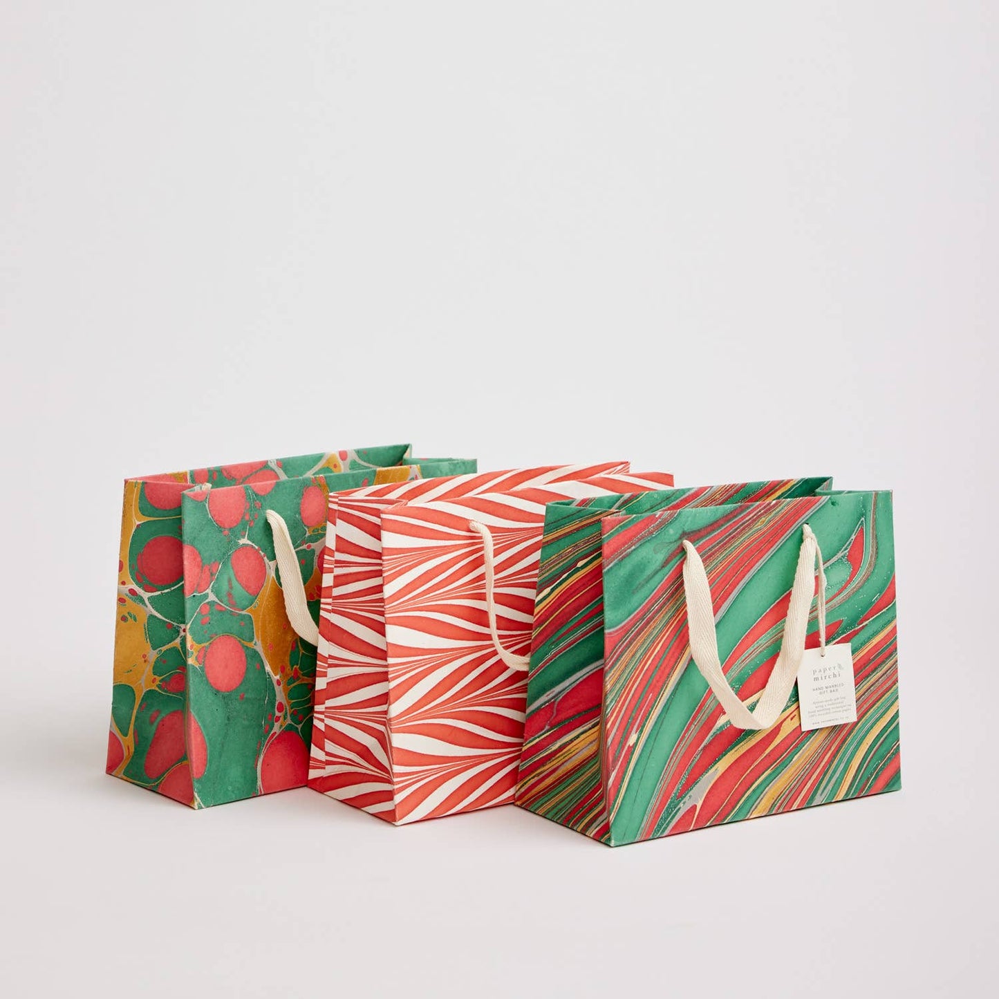 Striations Festive Hand Marbled Gift Bag