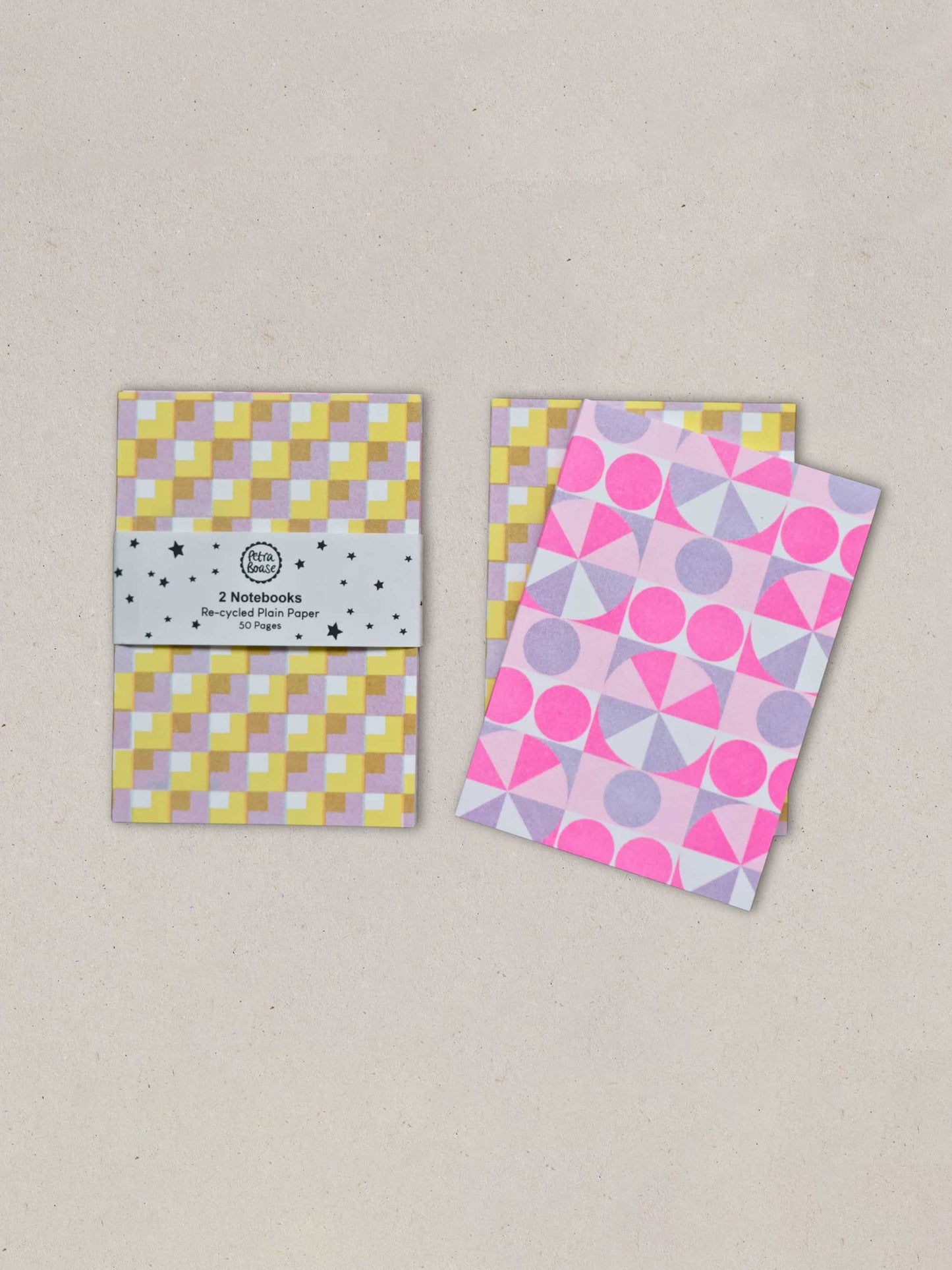 Lilac & Yellow Riso Printed Notebook Set