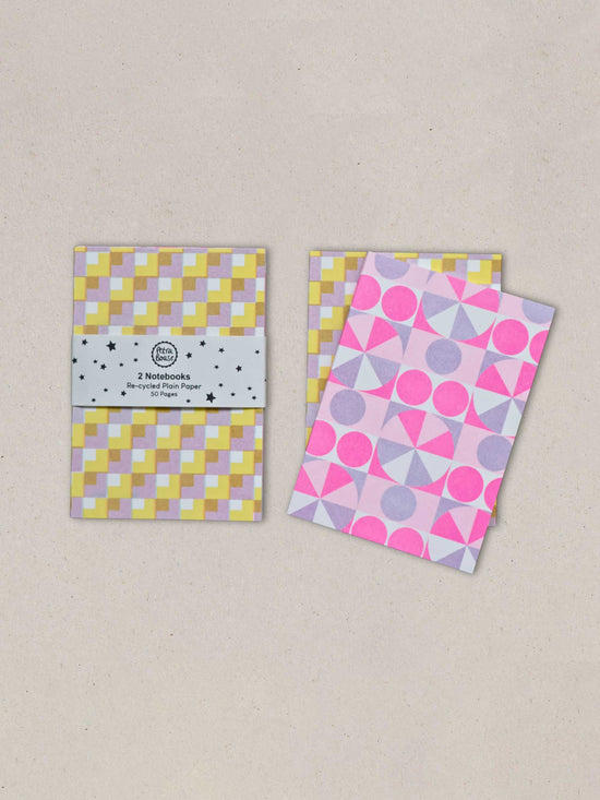 Lilac & Yellow Riso Printed Notebook Set