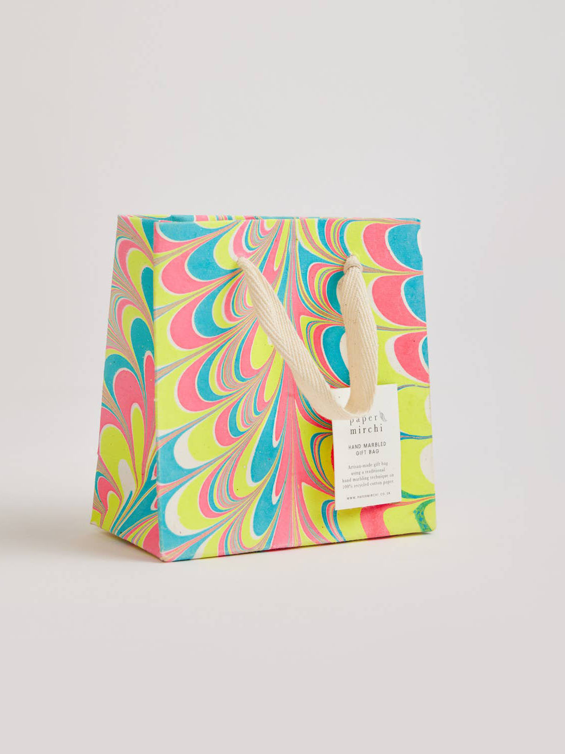 Neon Peacock Hand Marbled Gift Bag