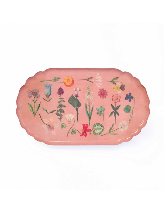 Festival of Flowers Scalloped Enamel Tray