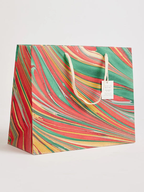 Striations Festive Hand Marbled Gift Bag