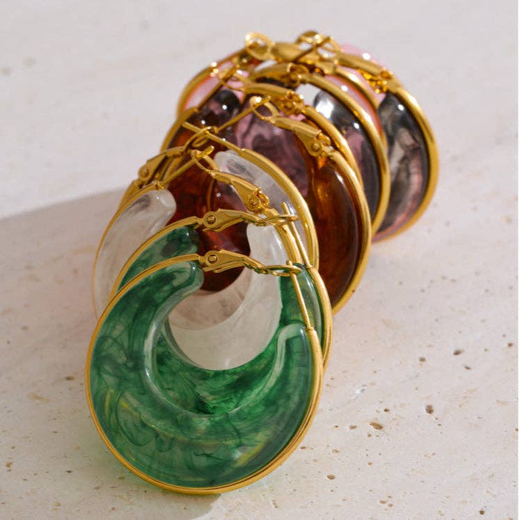 White Acrylic Hoop Earrings