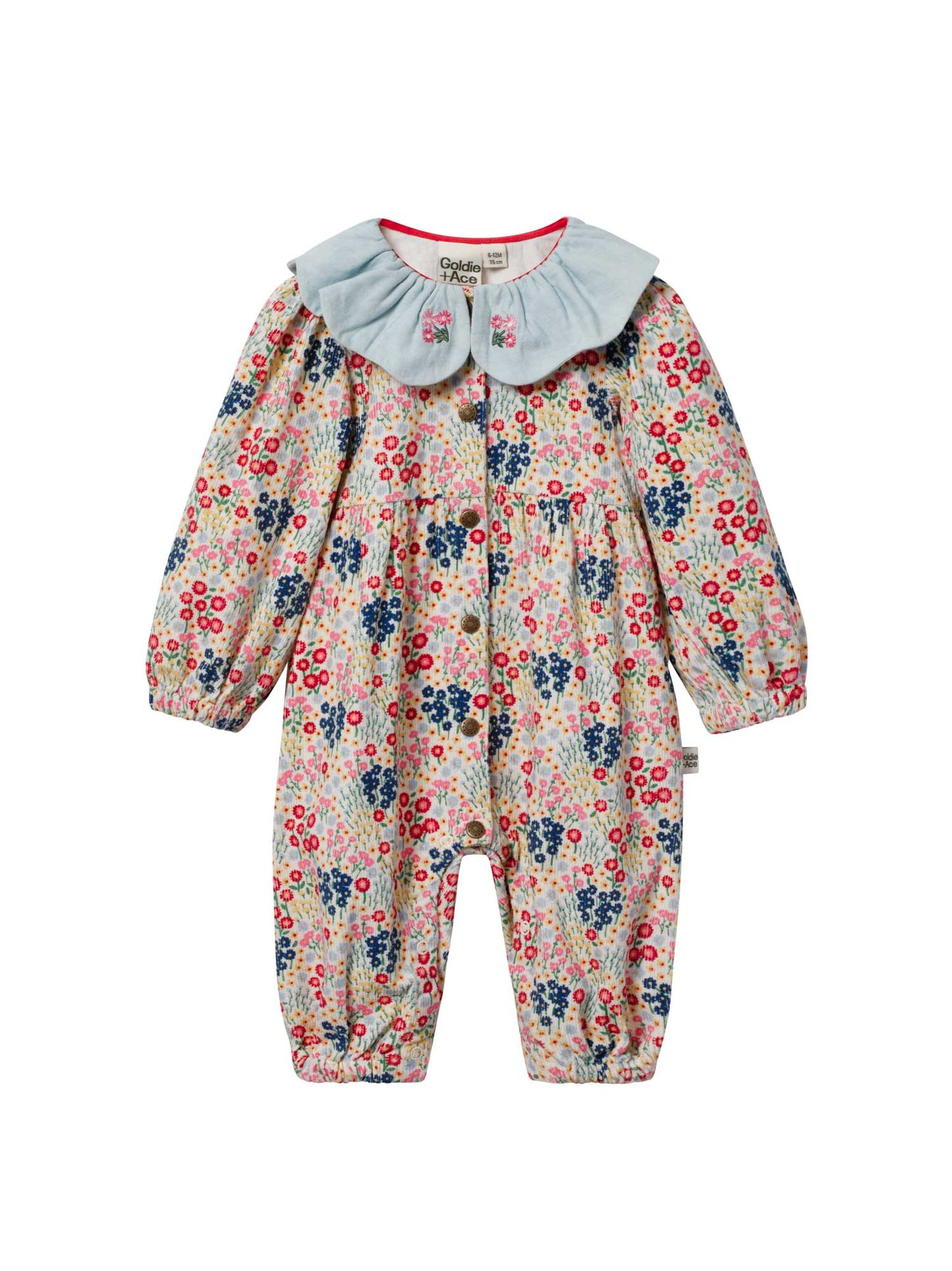 Mini Peony Print Denim Collar Romper
