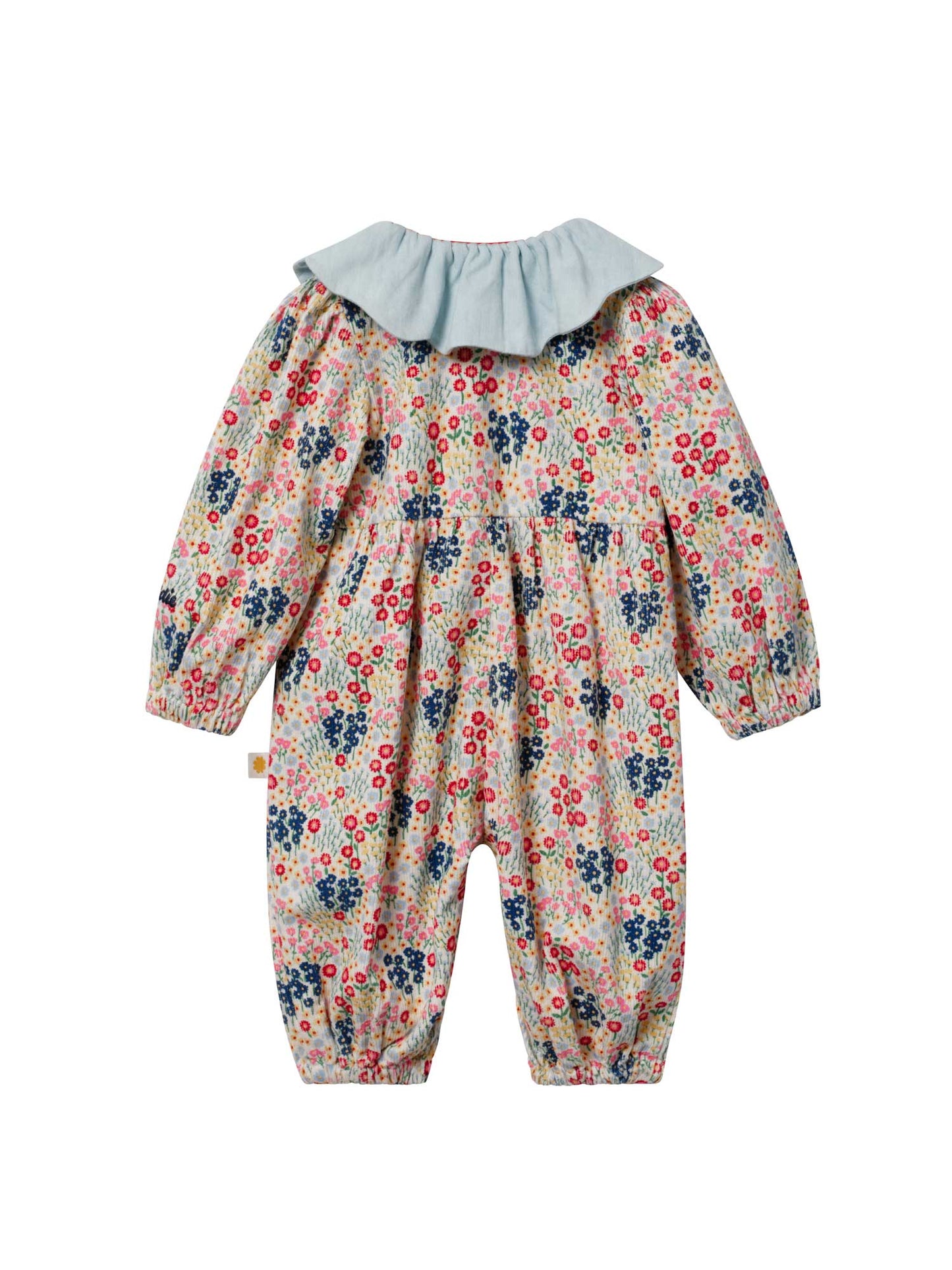 Mini Peony Print Denim Collar Romper