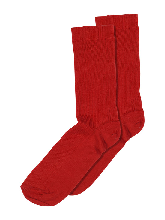 Tomato Fine Rib Wool Socks