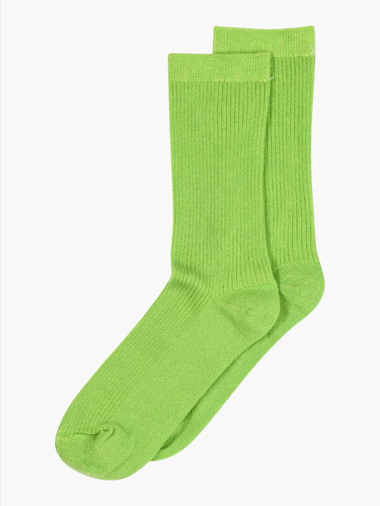 Green Fine Cotton Rib Socks