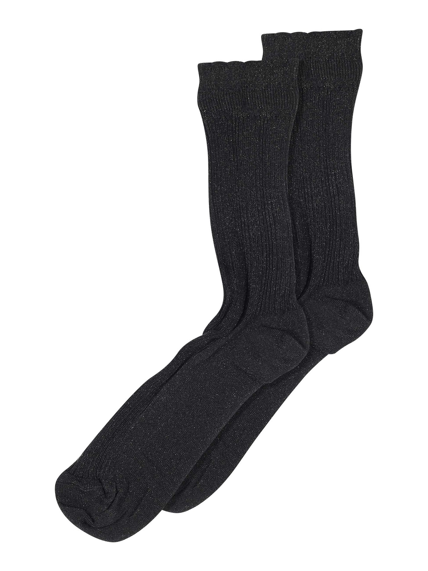 Black Glitter Rib Socks