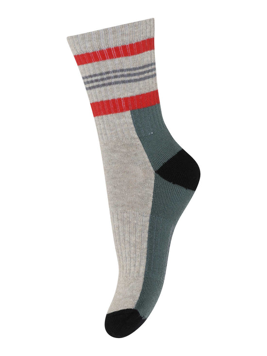 Beige Colour Block Sporty Socks