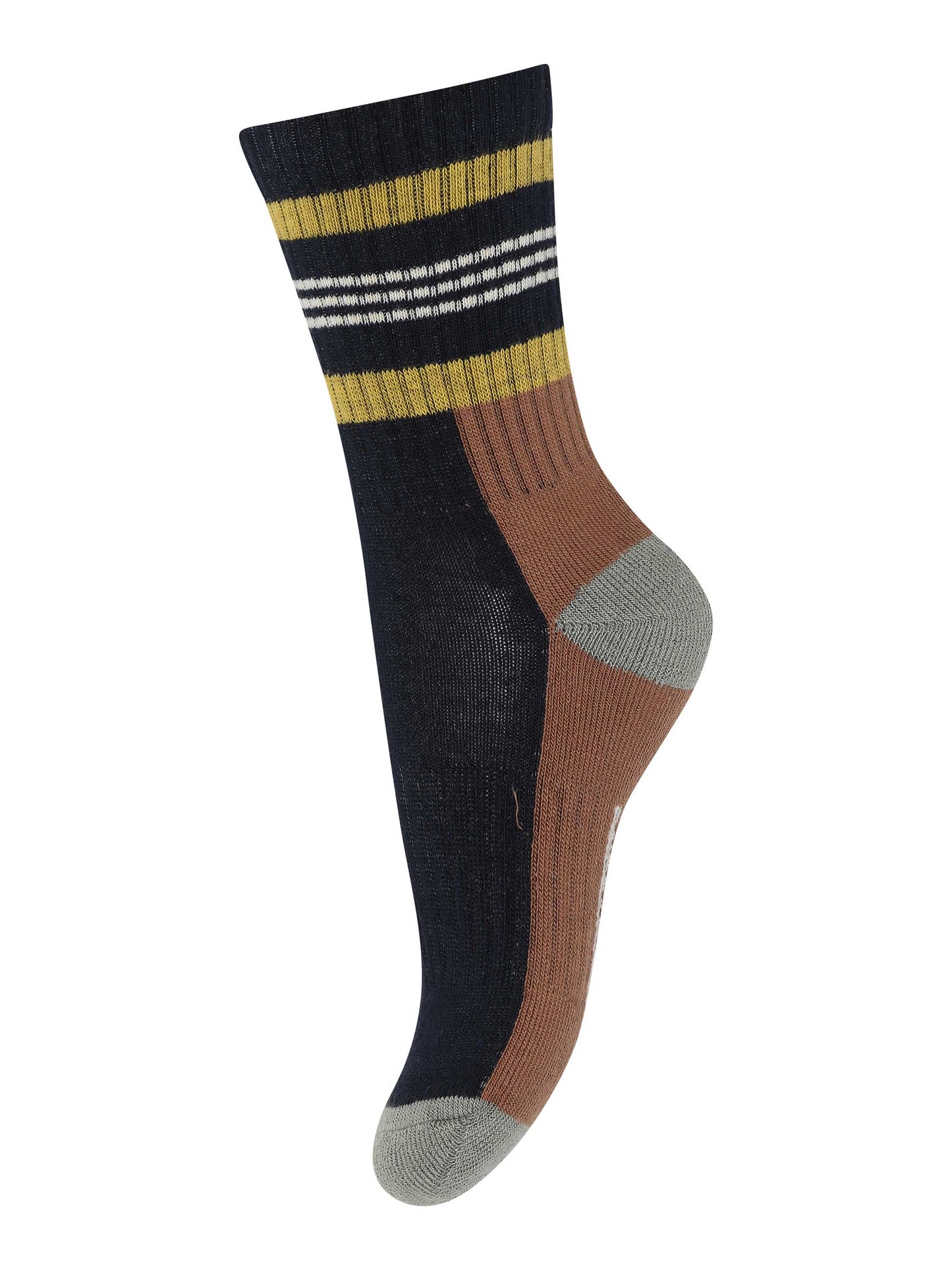 Navy Colour Block Sporty Socks