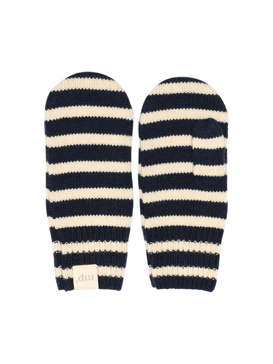 Dark Denim Melange Striped Mittens