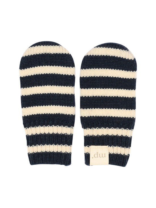 Dark Denim Melange Striped Mittens