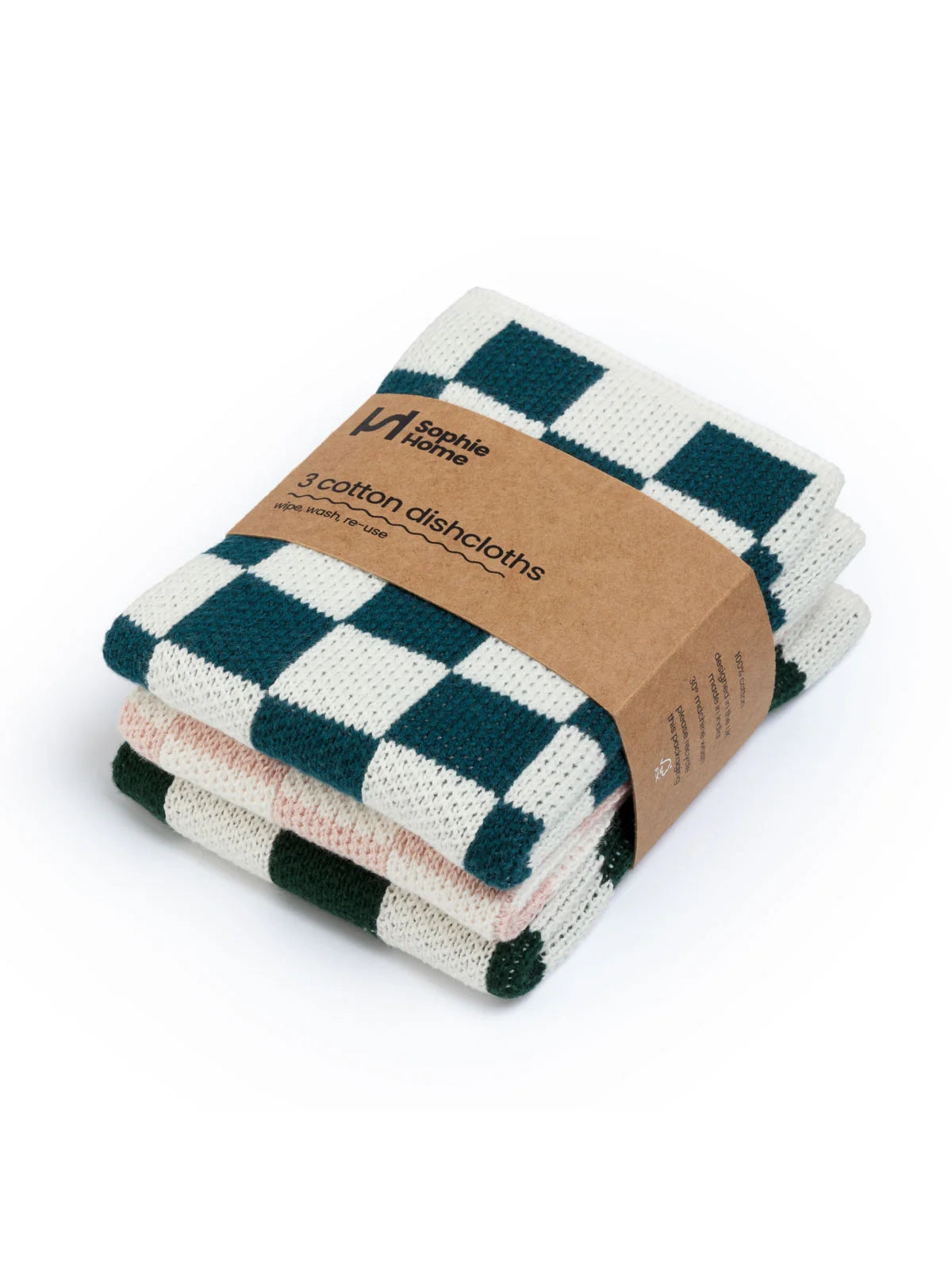 Ink Check Cotton Knit Dishcloths