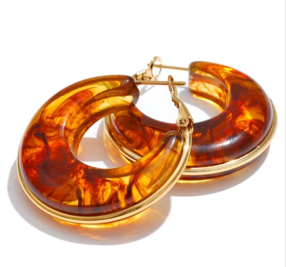 Tortoiseshell Acrylic Hoop Earrings