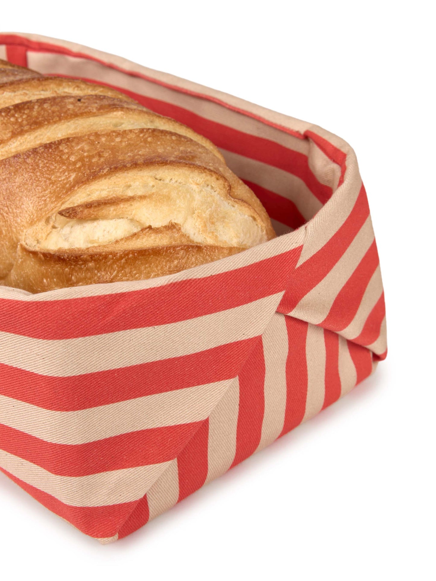 Red Stripes Bread Basket