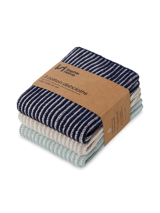Ribbed Mint Cotton Dishcloths