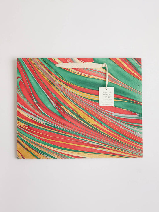 Striations Festive Hand Marbled Gift Bag