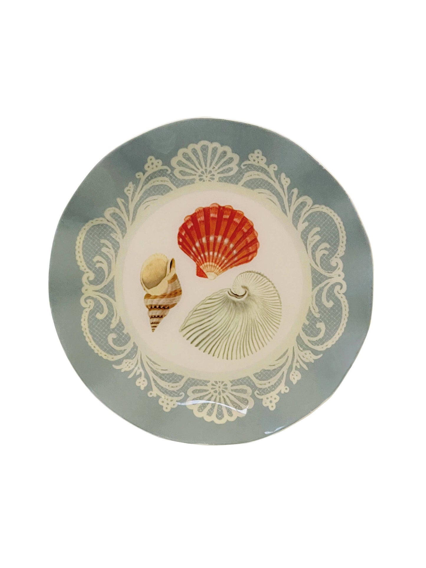 Sea Shells Wavy Round Enamel Tray