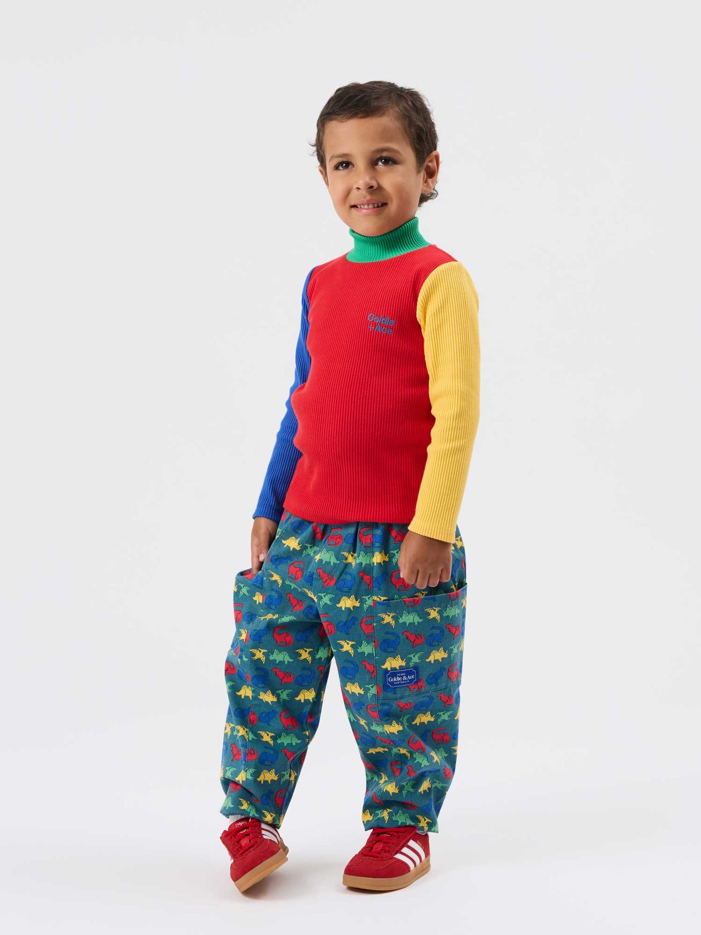 High Neck Primary Colour Block Rib Skivvy