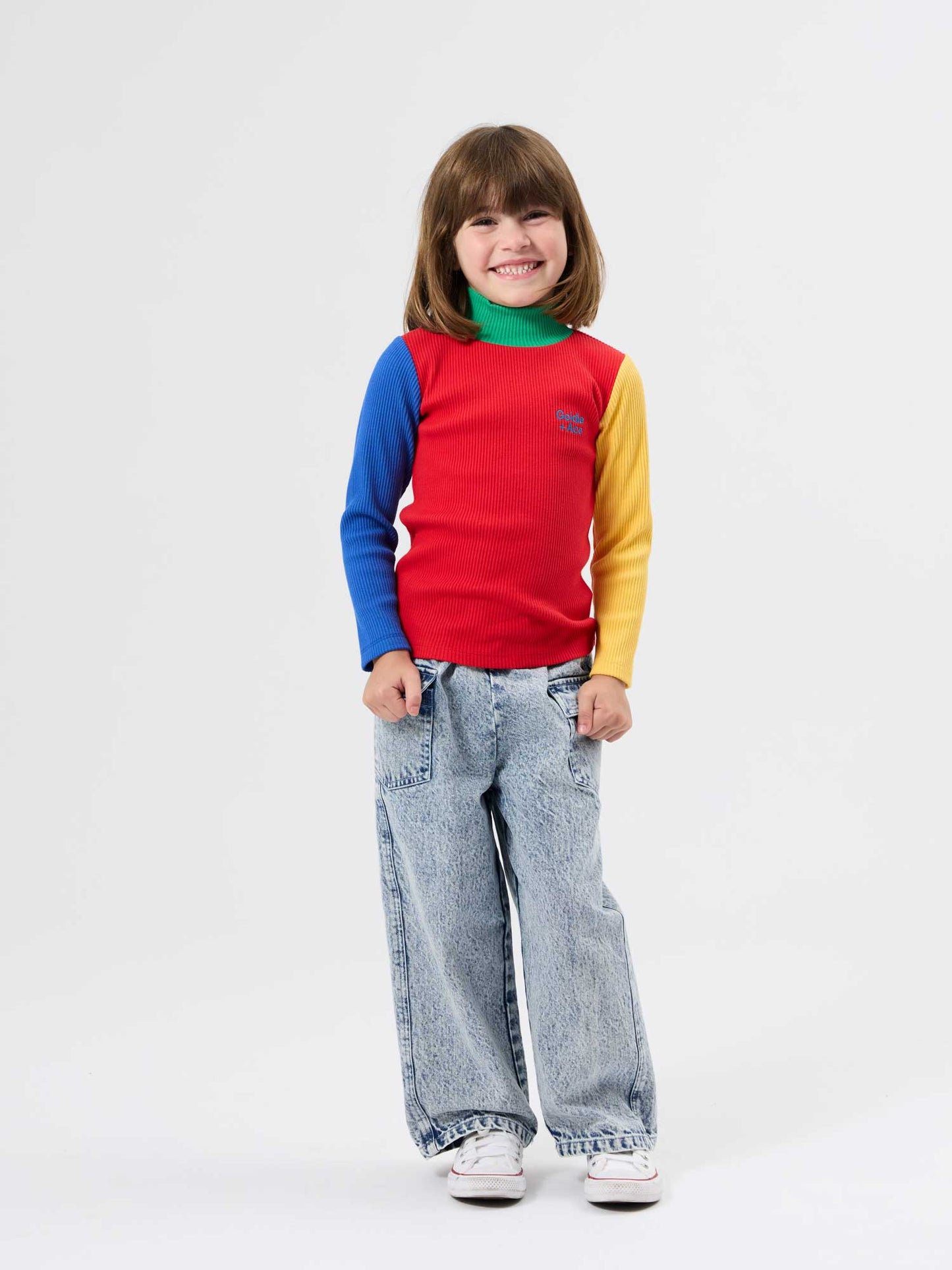 High Neck Primary Colour Block Rib Skivvy