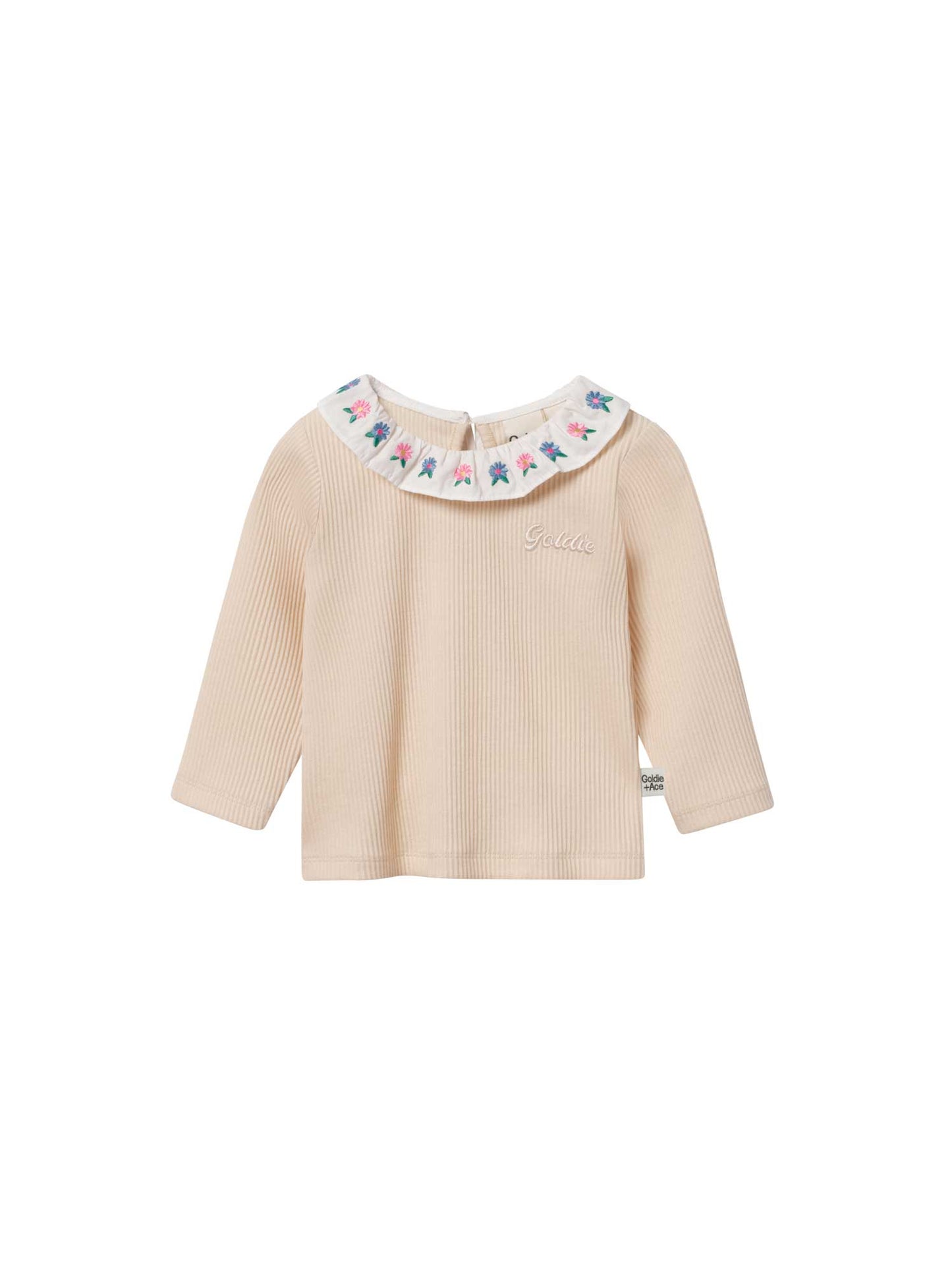 Ruffle Collar Cream Rib Top