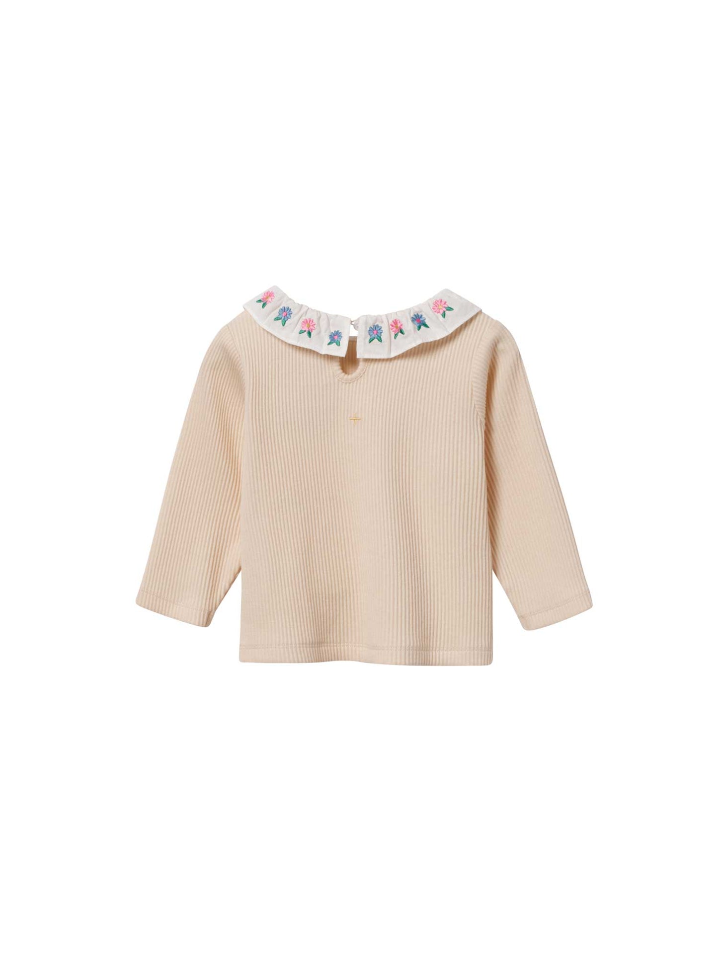 Ruffle Collar Cream Rib Top