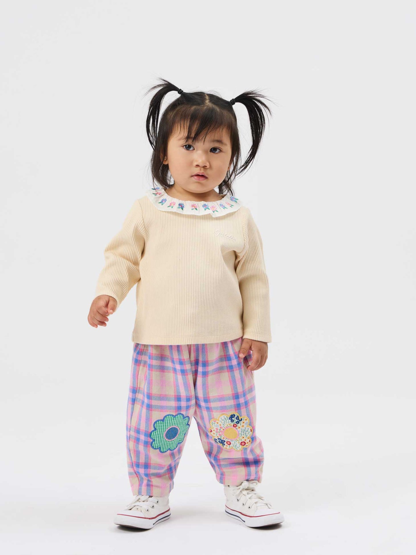 Ruffle Collar Cream Rib Top