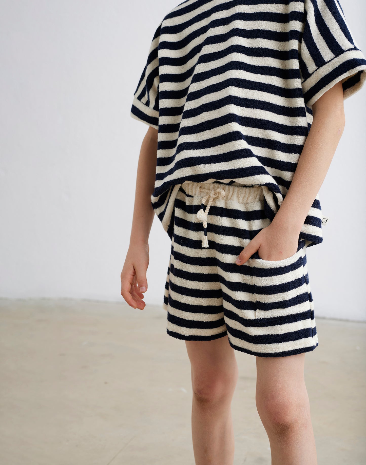 Navy Stripes Towelling Shorts