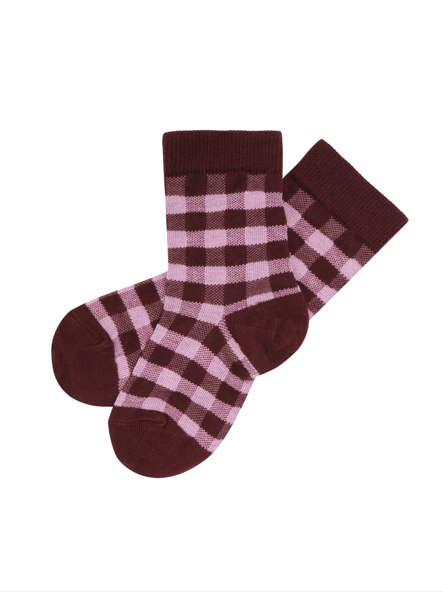 Maroon & Candy Check Kids Socks