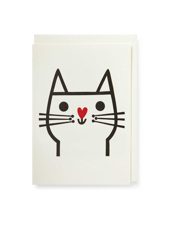 Cat with Heart Nose Card