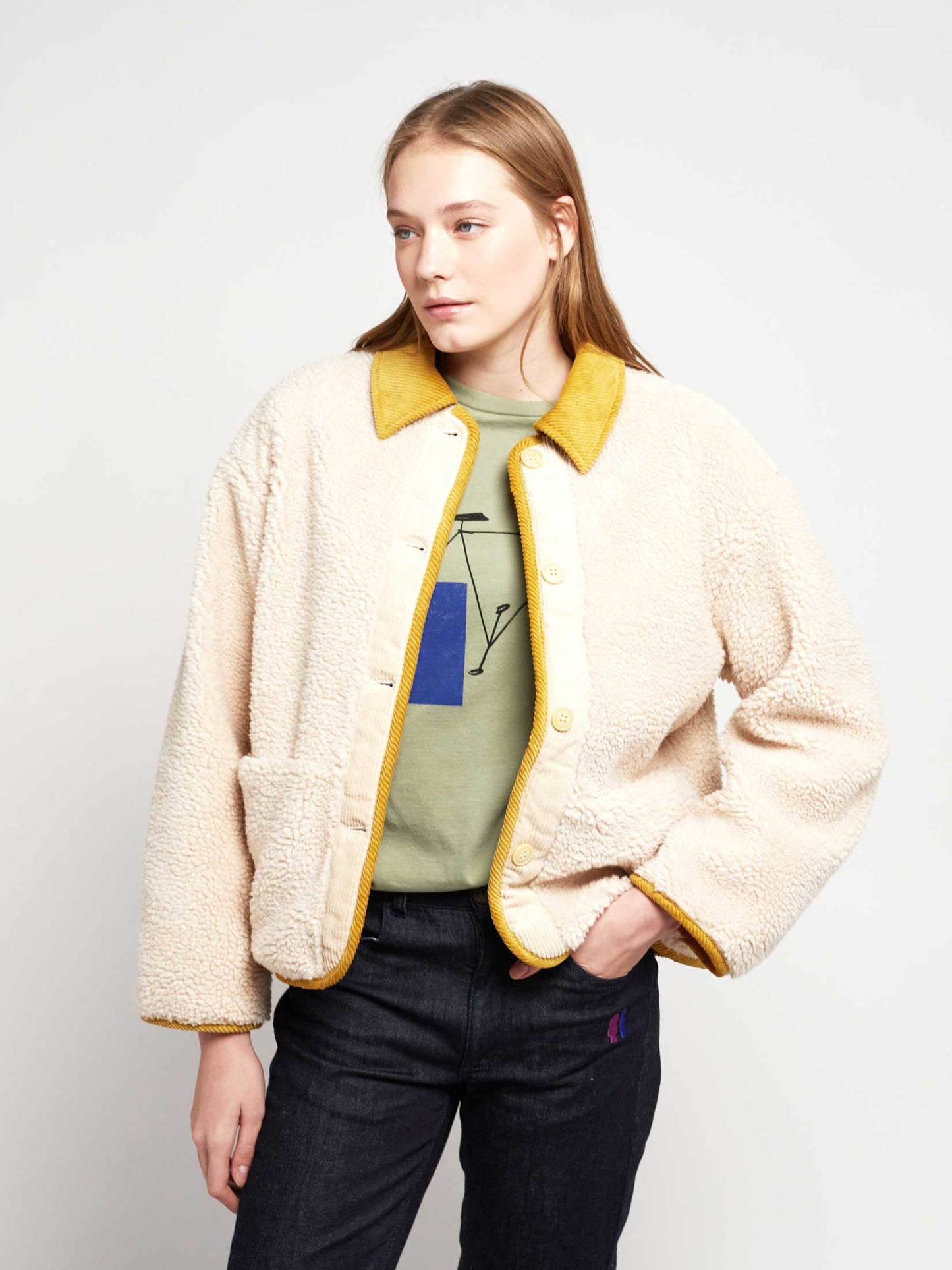 Load image into Gallery viewer, White Shades Shearling Jacket
