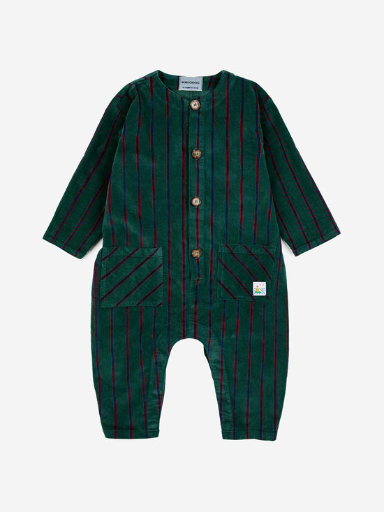 Load image into Gallery viewer, Striped Velvet Baby Overall
