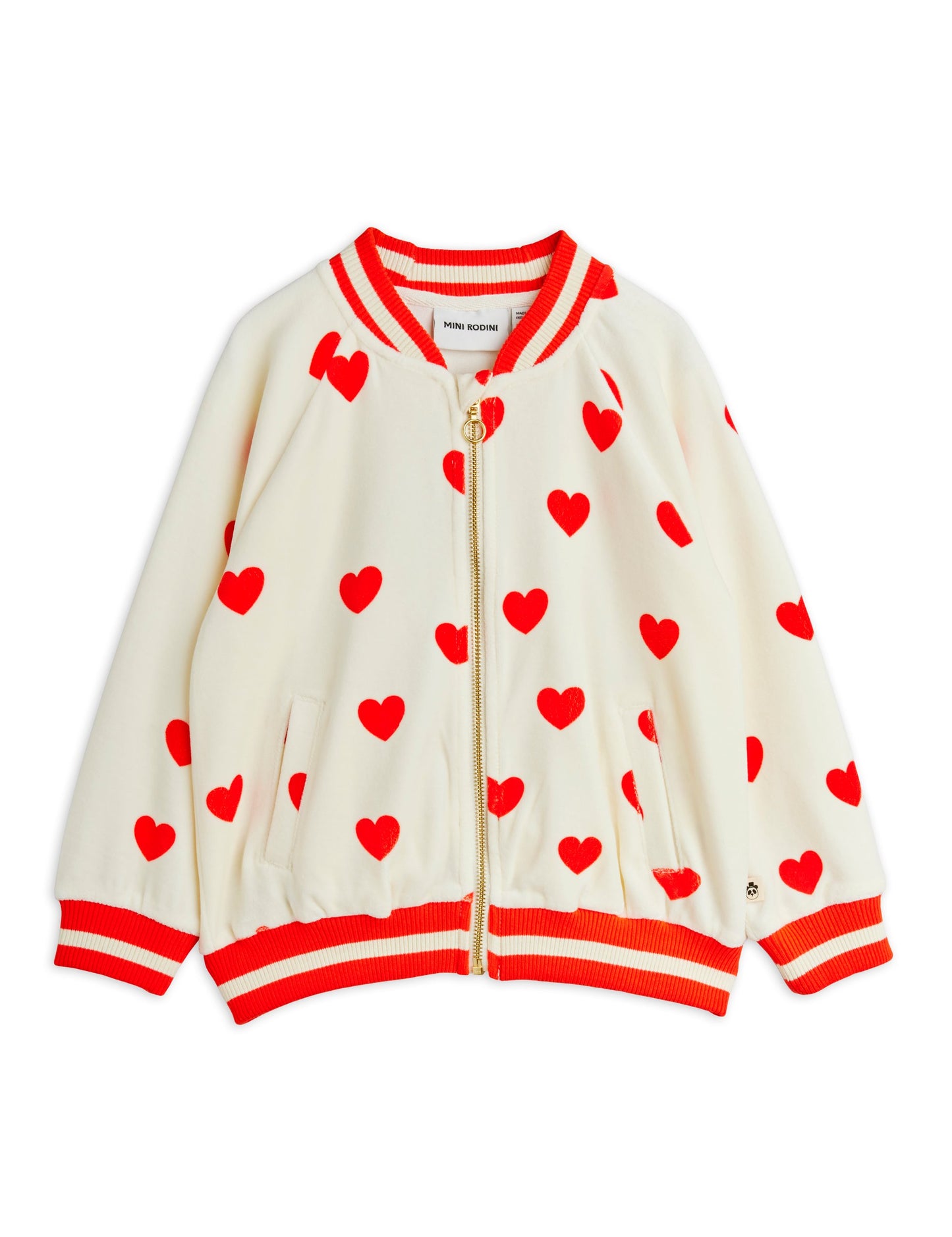 Hearts AOP Velour Baseball Cardigan
