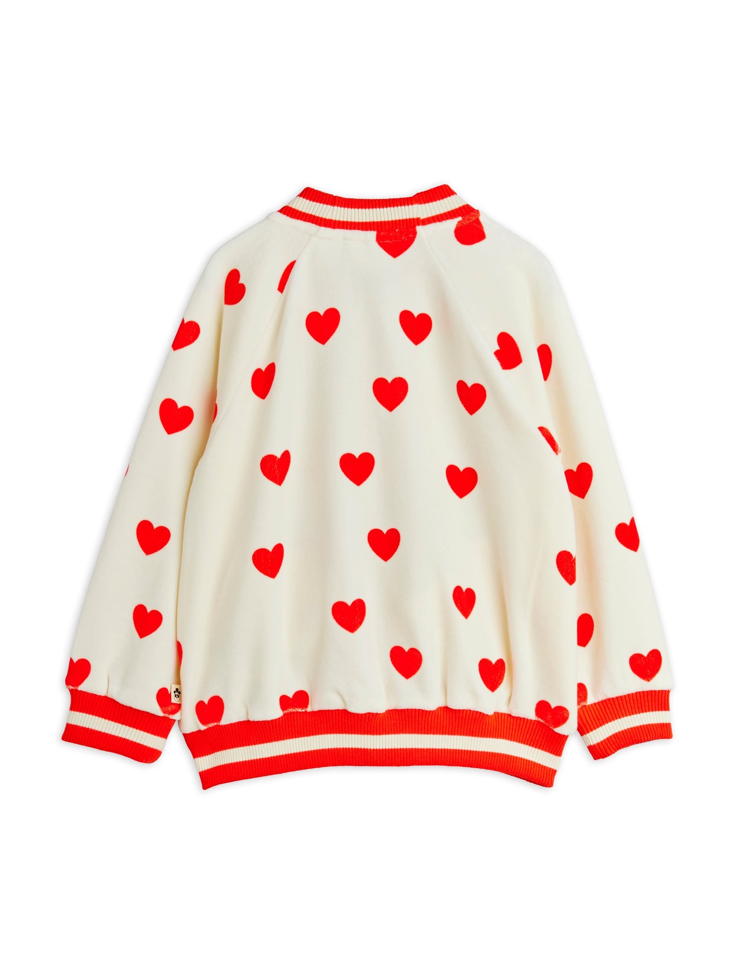 Hearts AOP Velour Baseball Cardigan