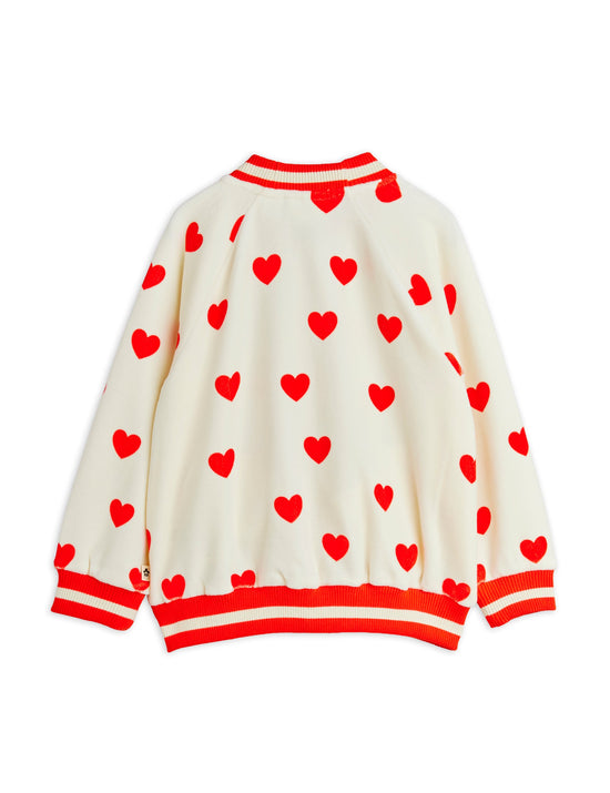 Hearts AOP Velour Baseball Cardigan