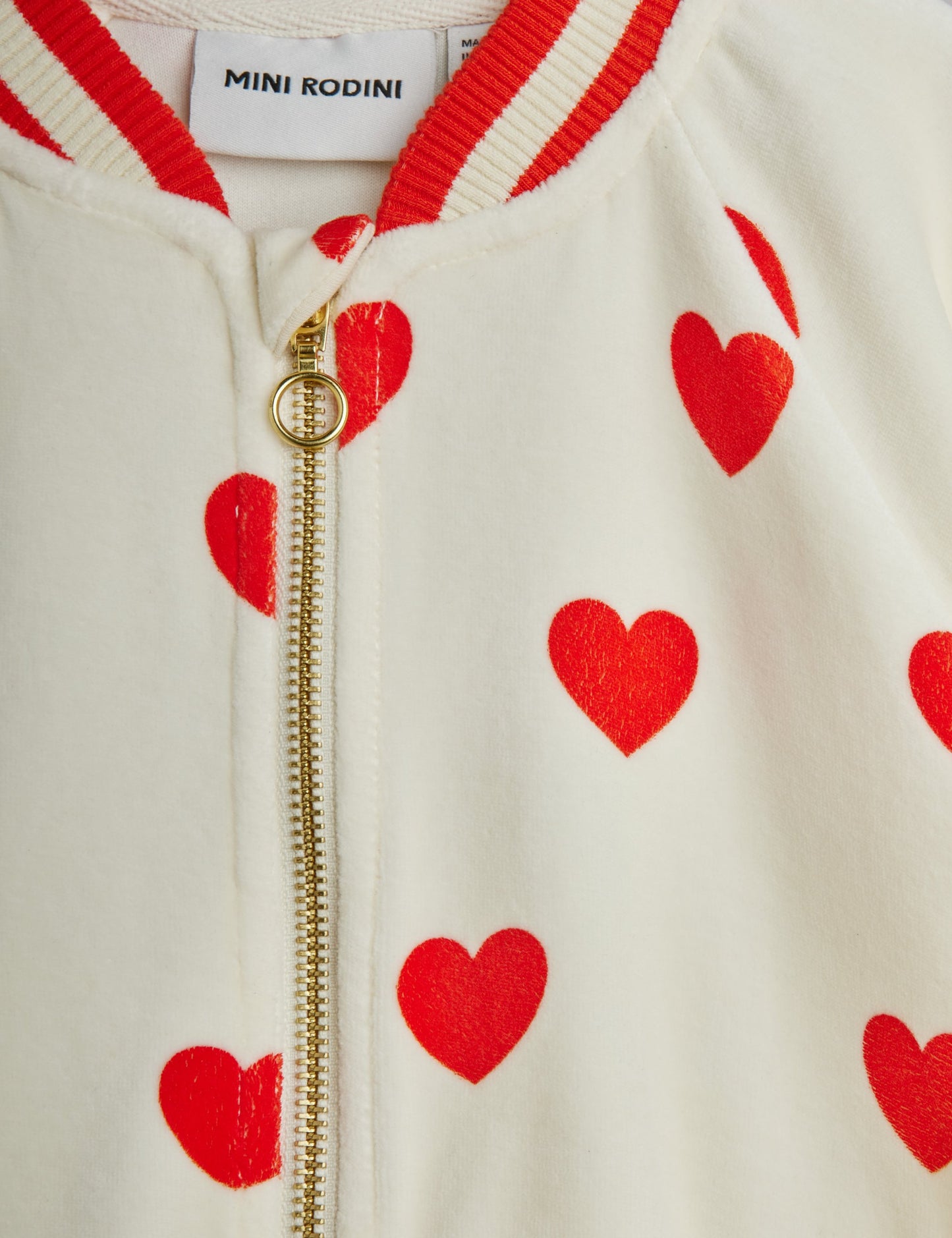 Hearts AOP Velour Baseball Cardigan