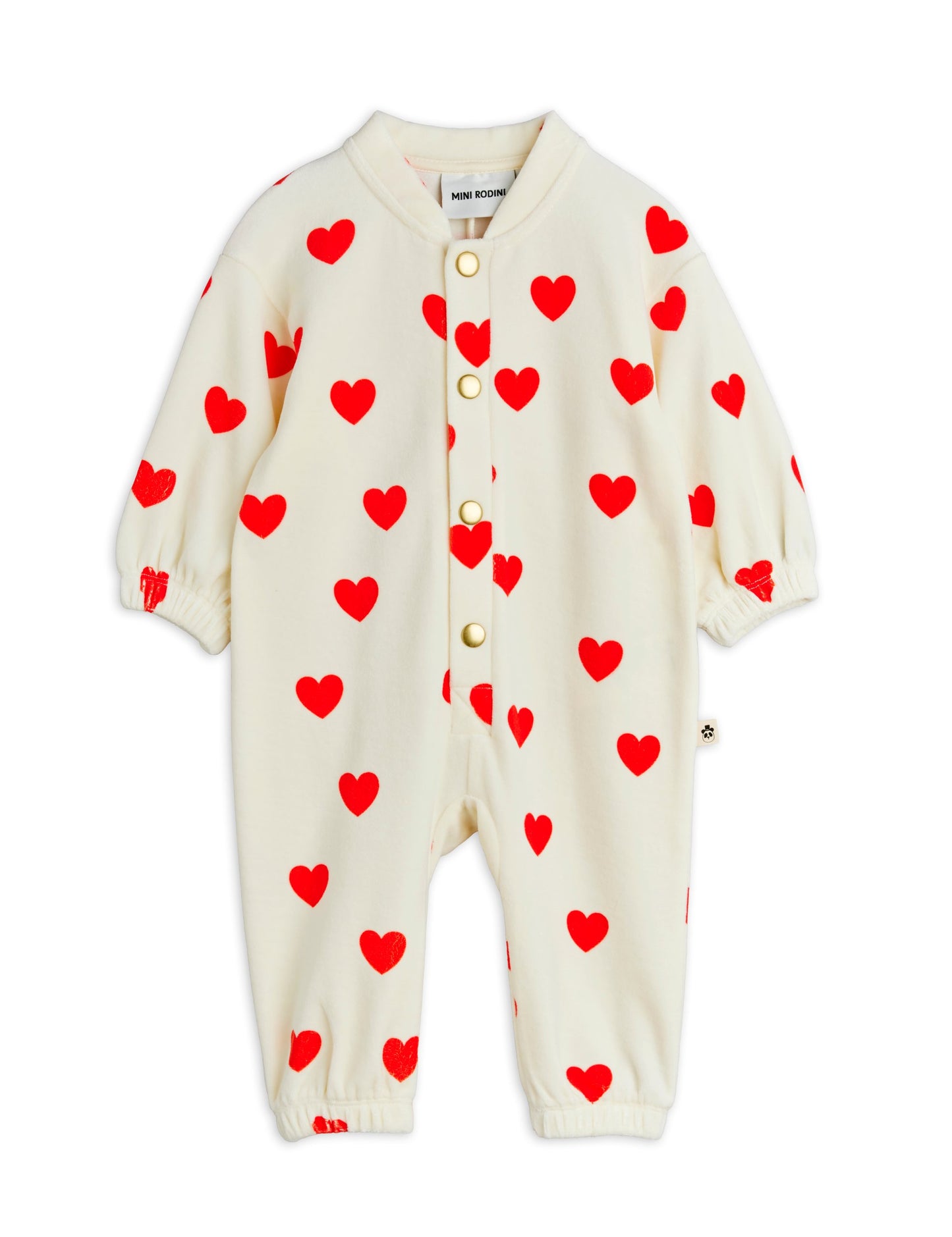 Hearts AOP Velour Baby Jumpsuit