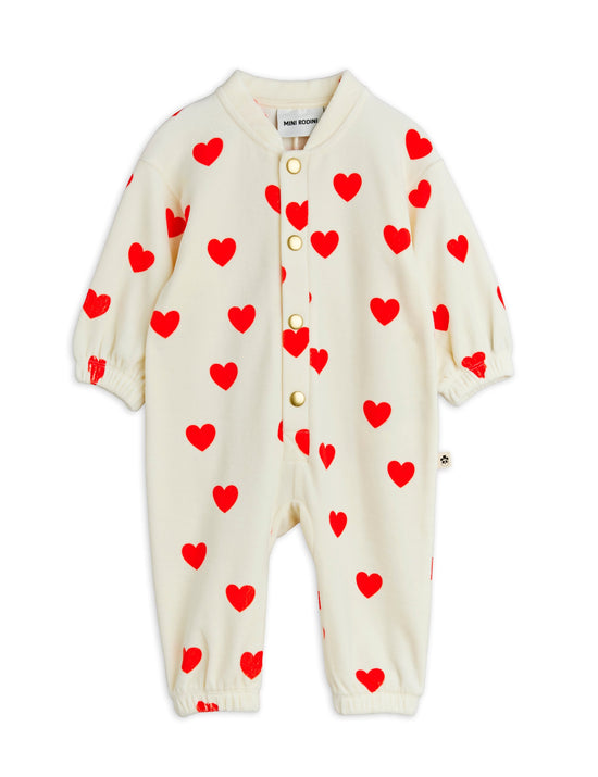 Hearts AOP Velour Baby Jumpsuit