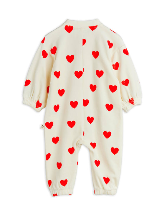 Hearts AOP Velour Baby Jumpsuit