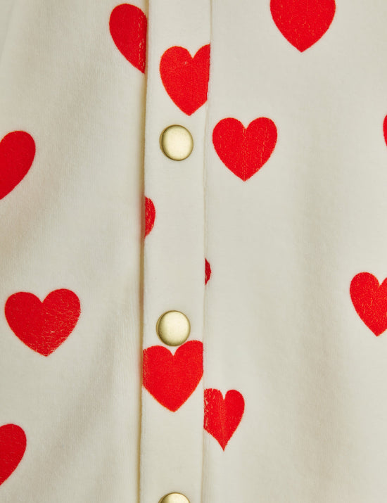 Hearts AOP Velour Baby Jumpsuit