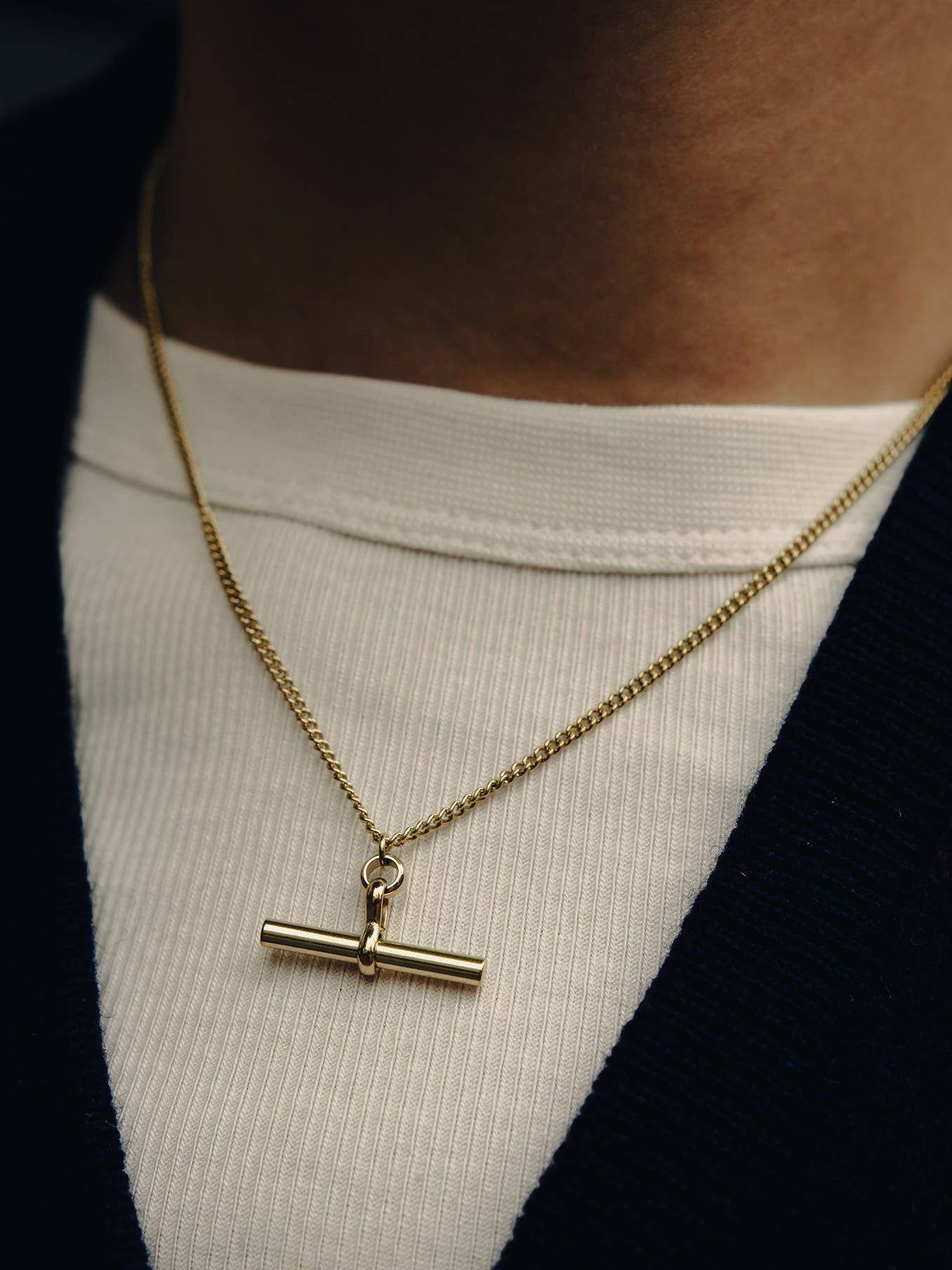 Gold T-Bar Chain Necklace
