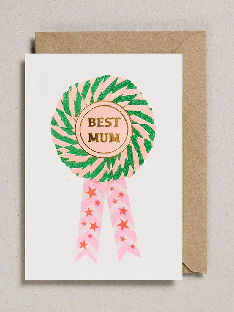 No. 1 Mum Riso Rosette Card