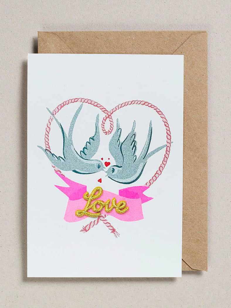 Birds with Rope Heart Card