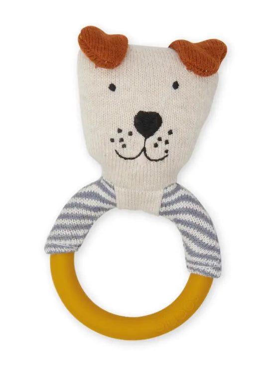 Dog Knit & Silicone Teether Rattle