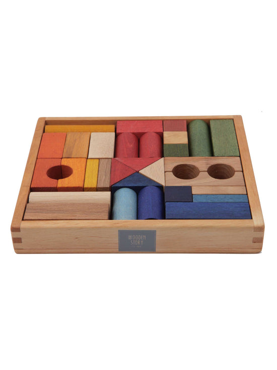 Rainbow Wooden Blocks In Tray