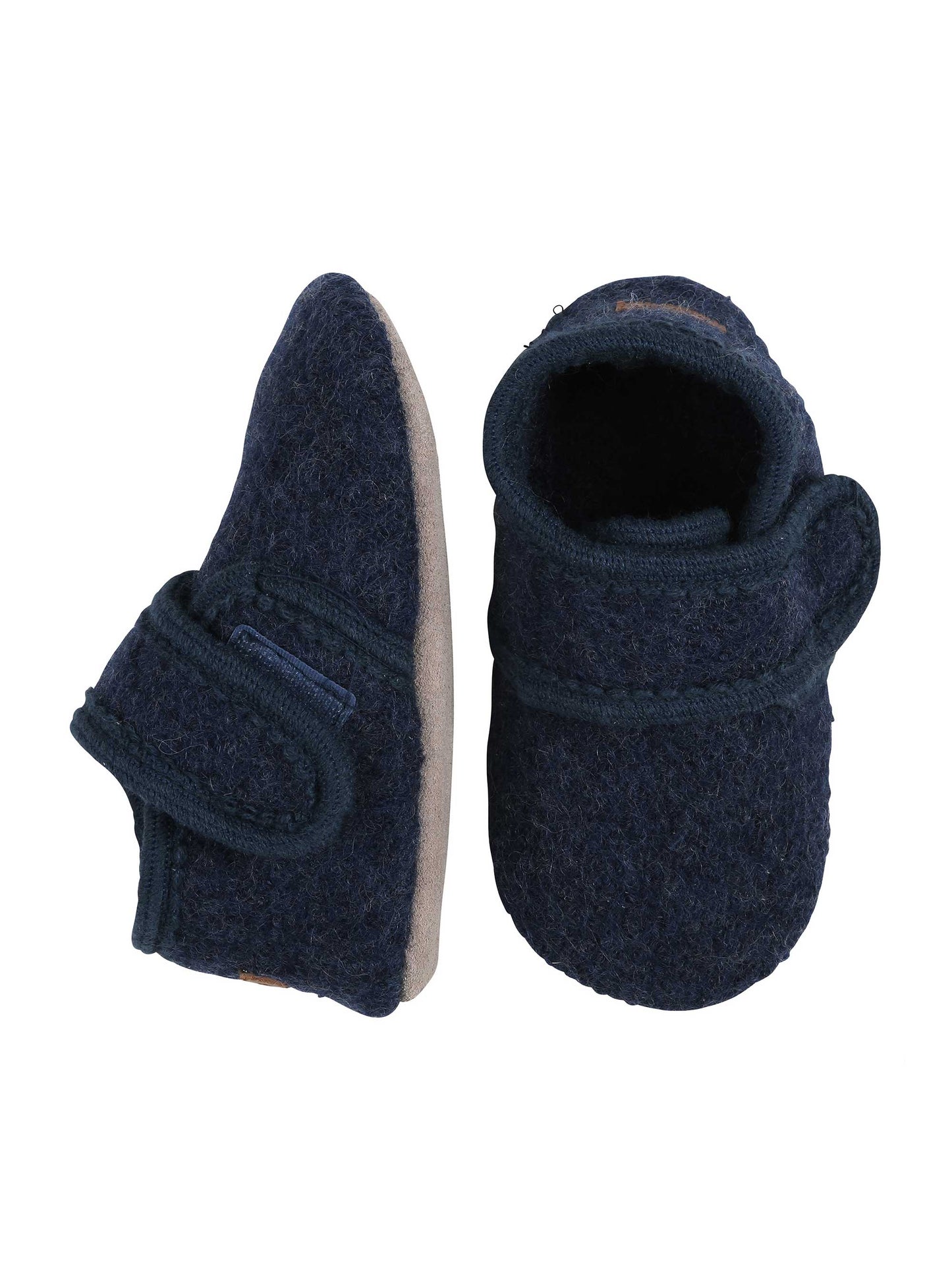Marine Wool Slippers with Velcro Fastening